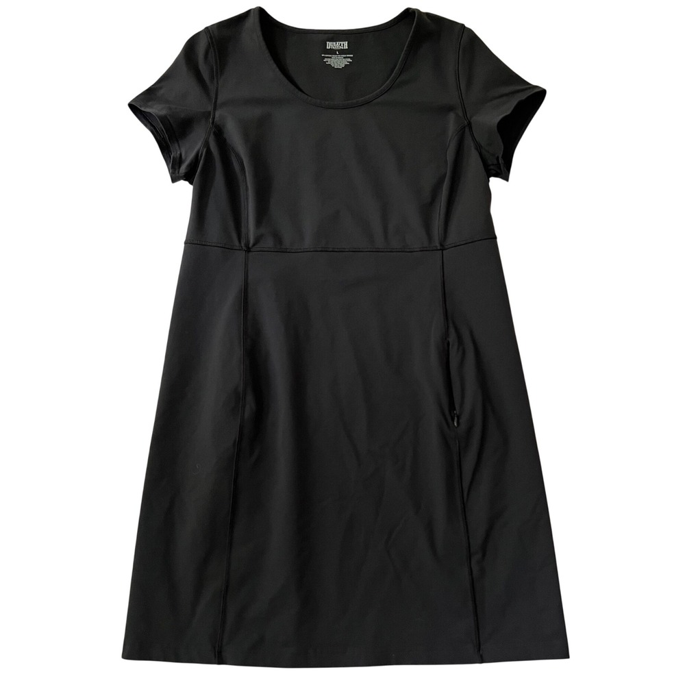 Duluth Trading Co Active Dress Black Short Sleeve Zipper Pockets L